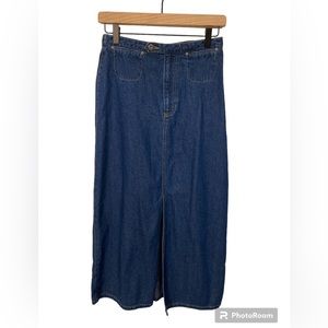 Liz Claiborne Vintage 90's Size 8 Denim Maxi Skirt with Slit in front